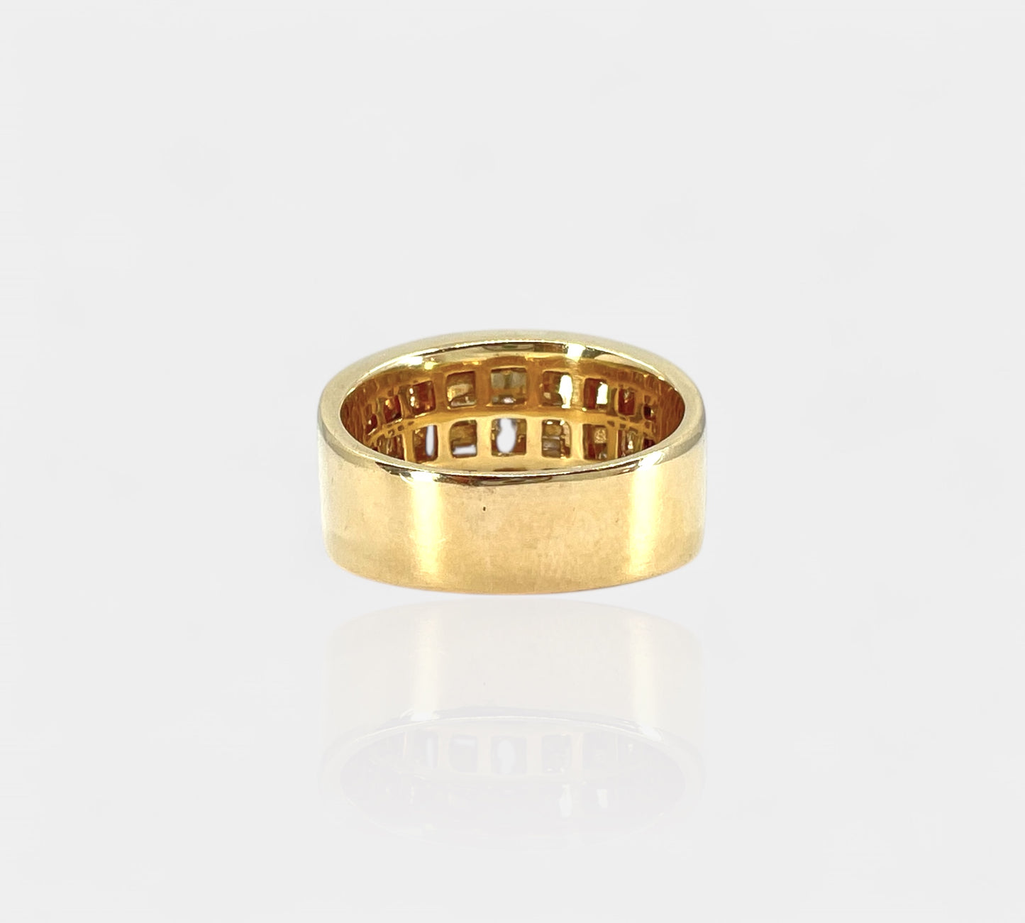 14K Wide Diamond Band Marqusie & Round Diamonds