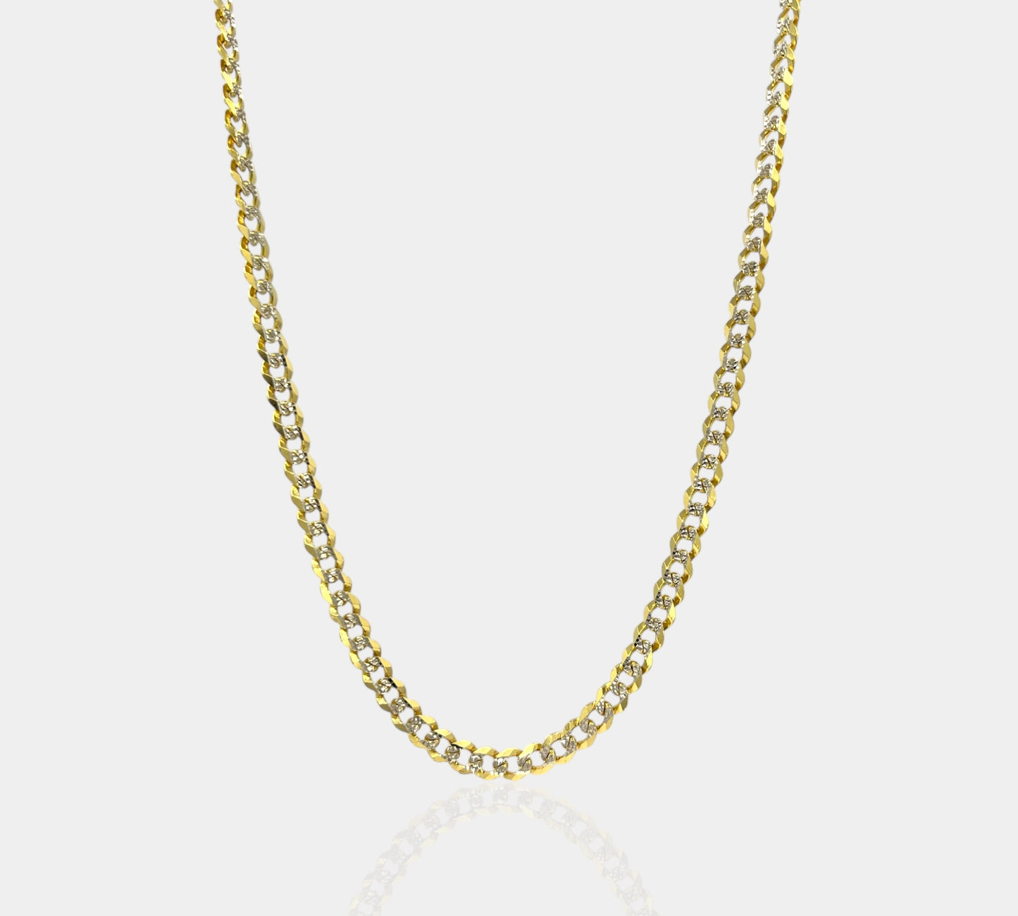 14K Solid Curb Link Diamond Cut Chain