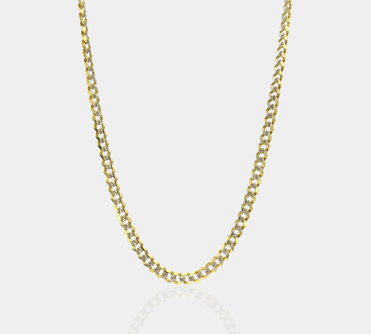 14K Solid Curb Link Diamond Cut Chain