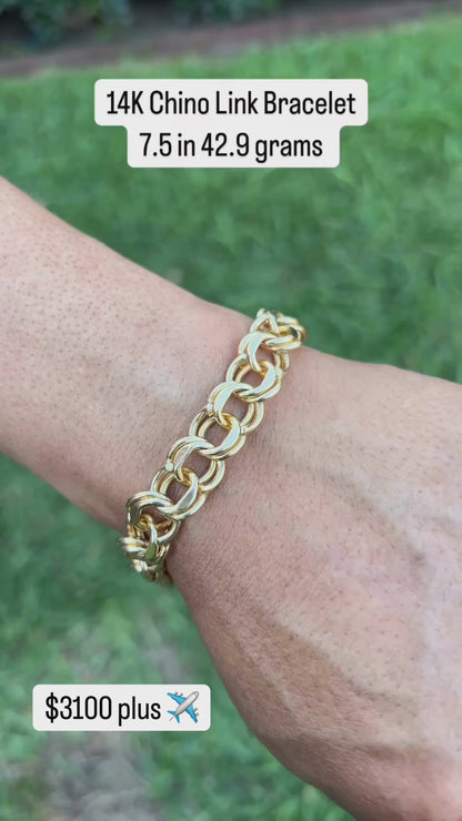 14K Solid Chino Link Bracelet